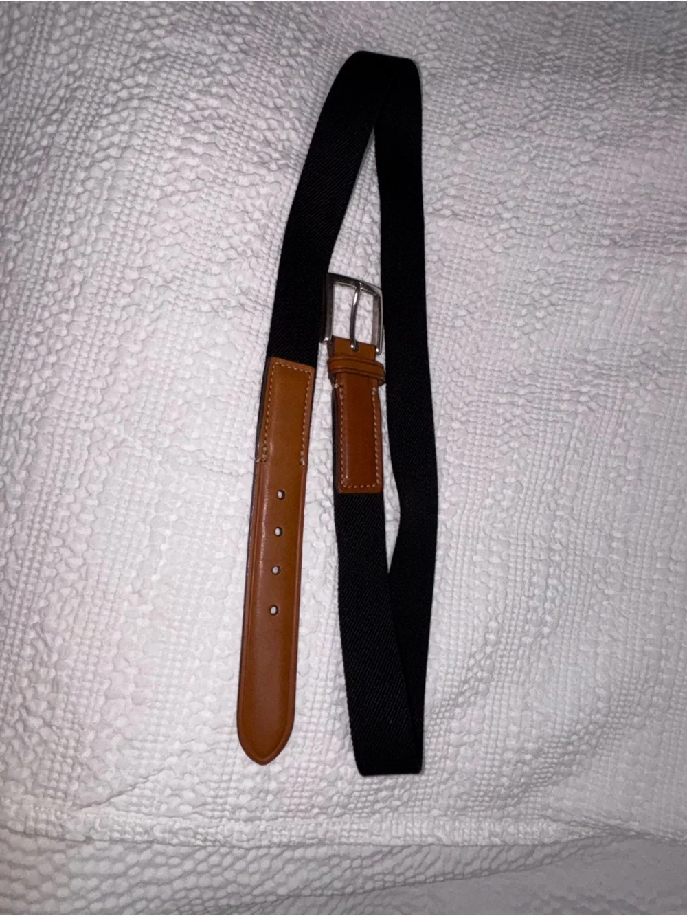Men's Black Canvas Belt with Brown Leather Accent Trafalgar size 36